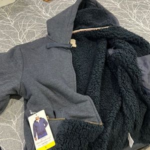 Original Vintage Zip Up Hoodie- Faux Fur Lining- Size Small